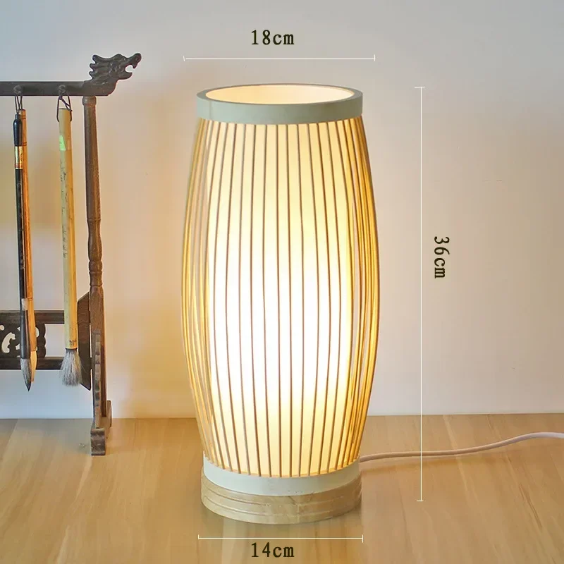 Vintage Bamboo Table Lamps Handmade Wooden Desk Lamp for Living Room Bedroom Decoration Creative Bedside Lamp