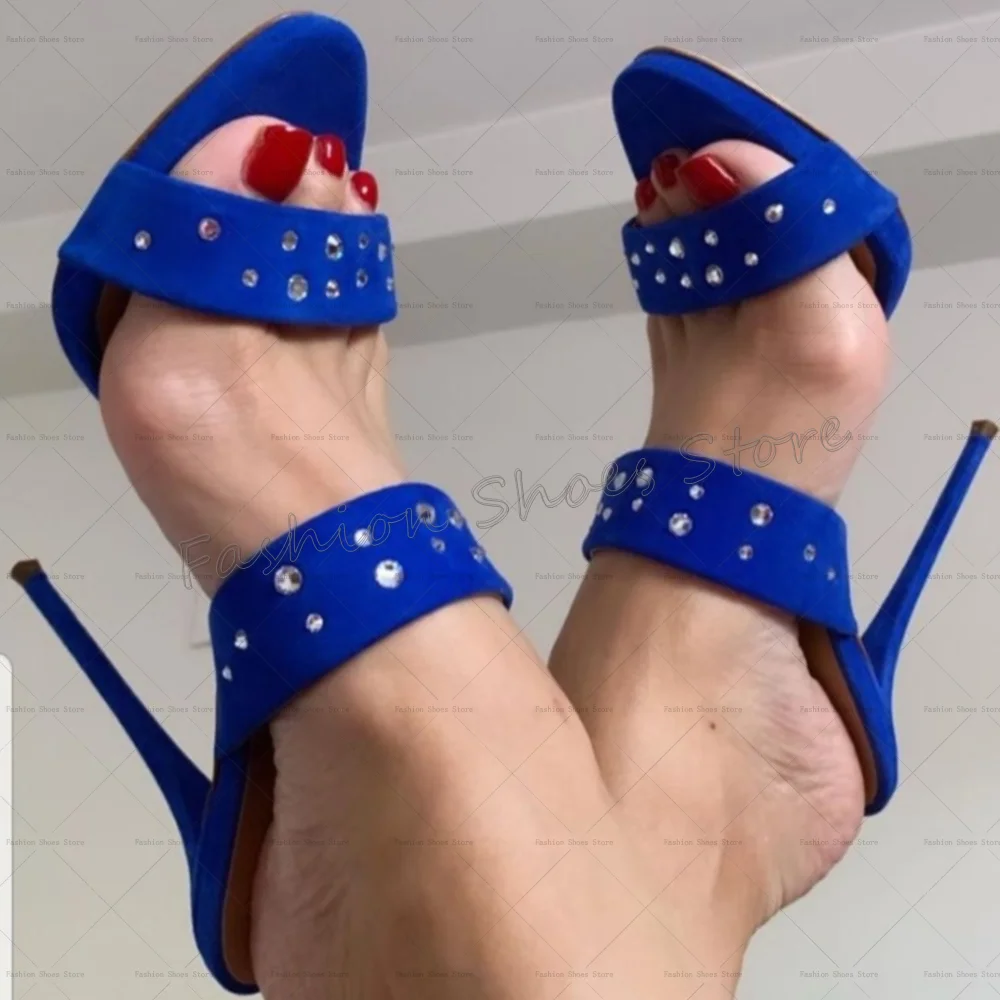 Blue Crystal Open Toe Slippers Stilettos High Heels High Heel Shoes for Women Fashion Heels Party Shoes 2025 Zapatos Para Mujere