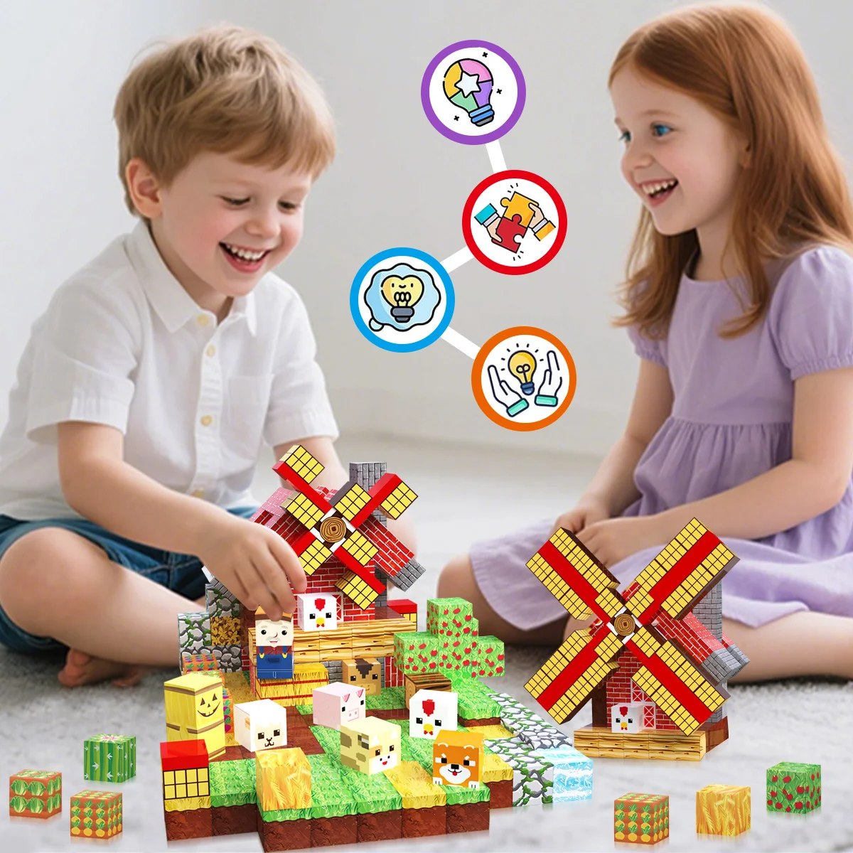 مجموعة المكعبات المغناطيسية، ألعاب الأطفال التراص الحسية، كتل مغناطيسية للحيوانات، بناء ألعاب المكعبات المغناطيسية بحرية، إطلاق المزيد من Bui #3