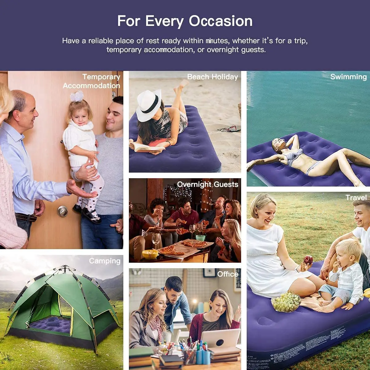 Inflatable Flocking Mattress For Camping Outdoor Folding Air Mattress Single Thick Car 191x99x22cm With Inflator Air Pump