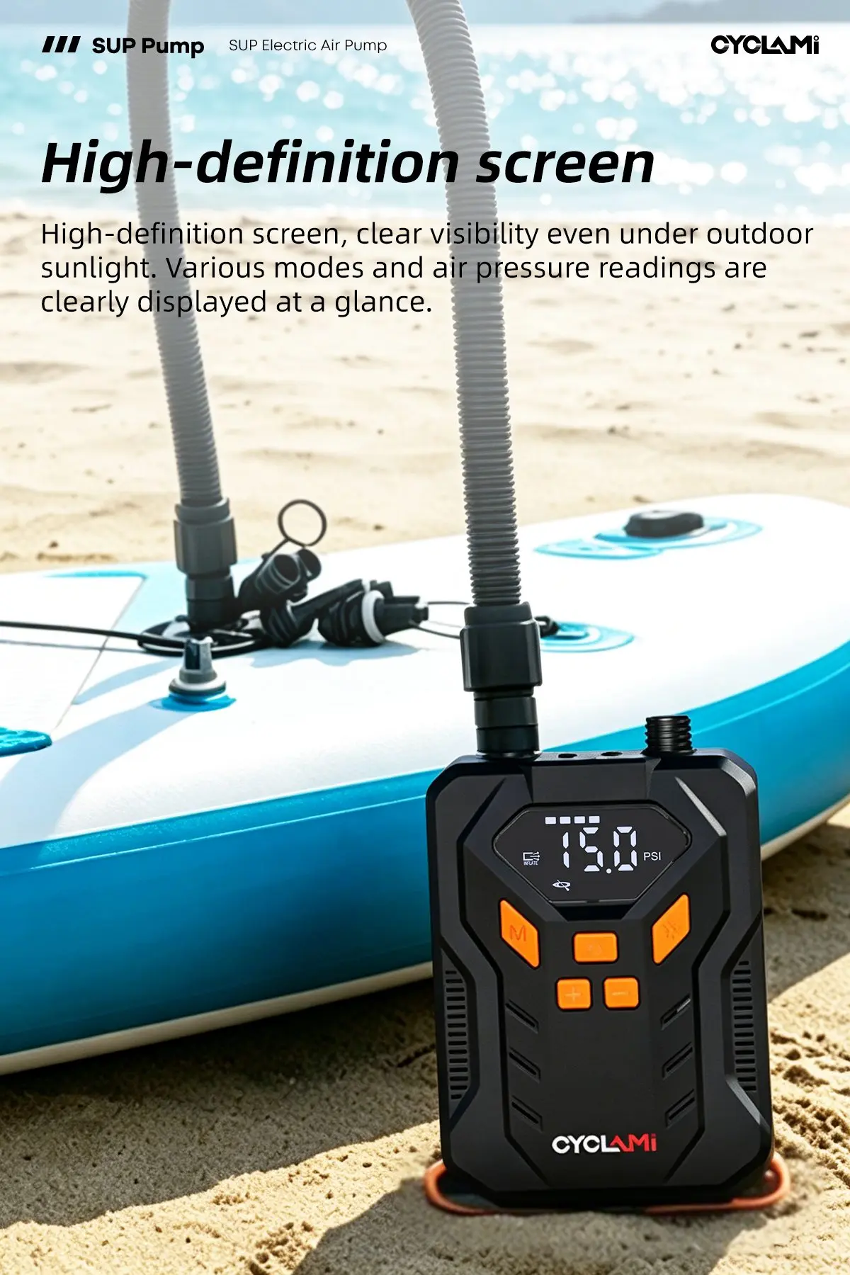 20PSI SUP-Pumpe Stand-Up Paddle 12000mAh Hochleistungs-Luftpumpe für aufblasbare PVC-Boote, Kajaks, Surferzubehör, Kite-Matratzen, Zeltmatratzen – Detail 18