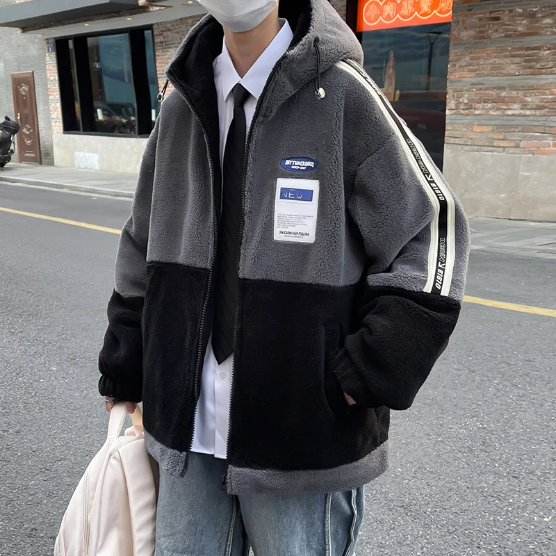 

Мужская зимняя куртка из овечьего вельвета с флисовой подкладкой, утепленная, молодежная, повседневная, на молнии