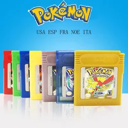 GBC cartucho de juego de 16 bits, tarjeta de consola de videojuegos de la serie Pokemon, azul, cristal, dorado, verde, rojo, plateado, amarillo, con varios idiomas