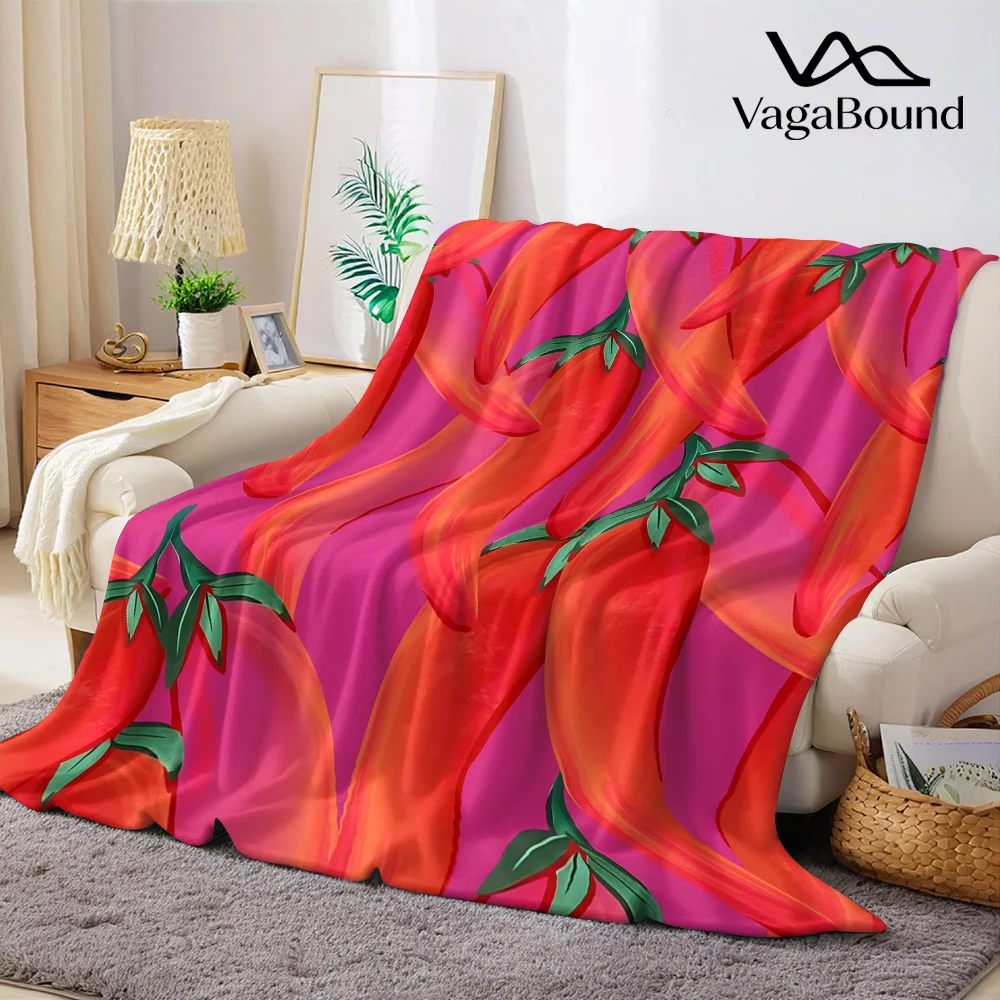 Red Chili Peppers Flannel Blanket Warm Soft Halloween Christmas All-Season Couch Decorative Cozy Warm Gift