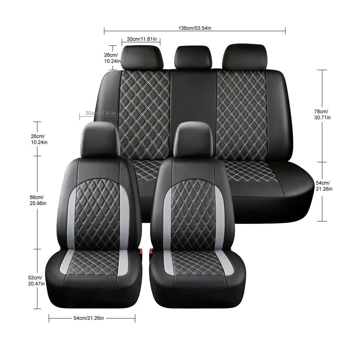 Universelle PU-Leder-Autositzbezüge für 5 Sitze, Ganzjahres-Autositzbezug, passend für die meisten Auto-Innenausstattungen. – Detail 6