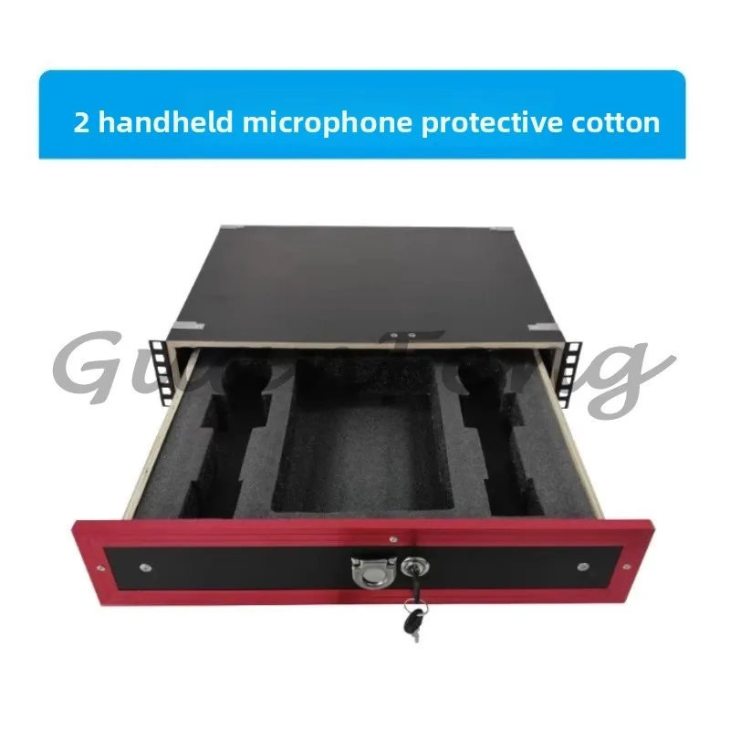 2U Metal Strap Lock Drawer - 19 Inch Standard Cabinet for Wireless Microphone Storage