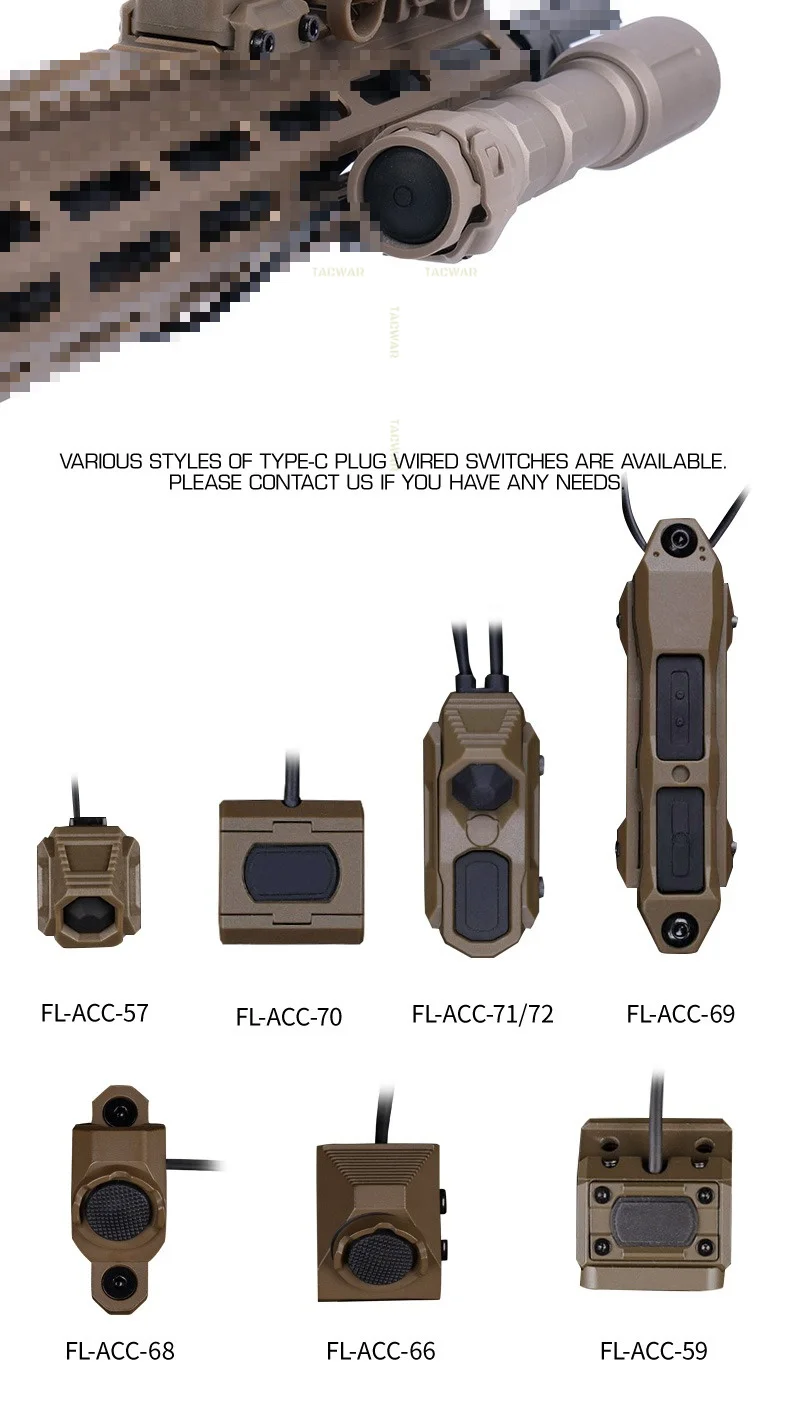 Taktische USB-C Taschenlampen-Endkappe, Nylon-Druckschalterabdeckung für Airsoft FS M300 M600 FL-03 FL-04 Scout Light – Detail 7