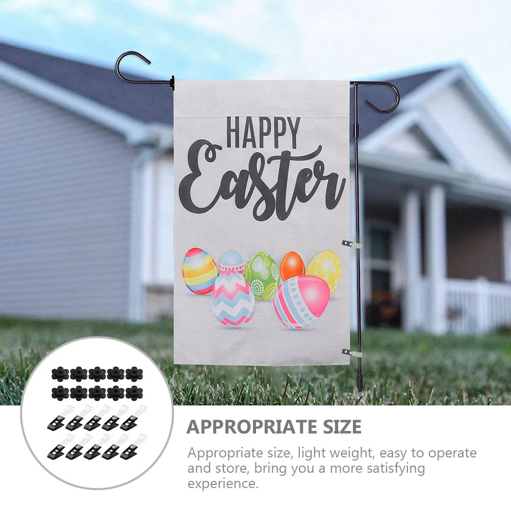 

1Set Garden Flag Clamps Strong Anti-Wind Plastic Stopper Easy Install Garden Flag Clips Yard Banner Fixing Accessories