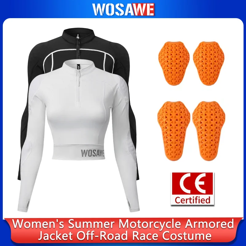 

WOSAWE Women Summer Motorcycle Armor Jacket Lady Teens Girl Motocross Jacket CE Level 2 Protection Soft Motocross Clothing