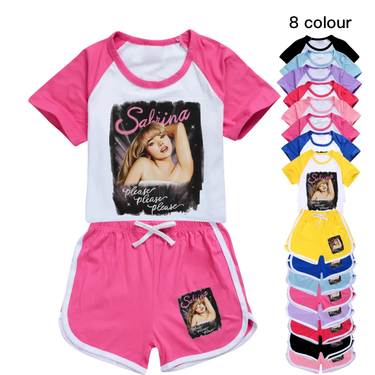 

New Kids Clothes Summer Sabrina Carpenter Baby Girls T shirt Pants Set Boys Casual Short Tops Suit Children pajamas clothes3765