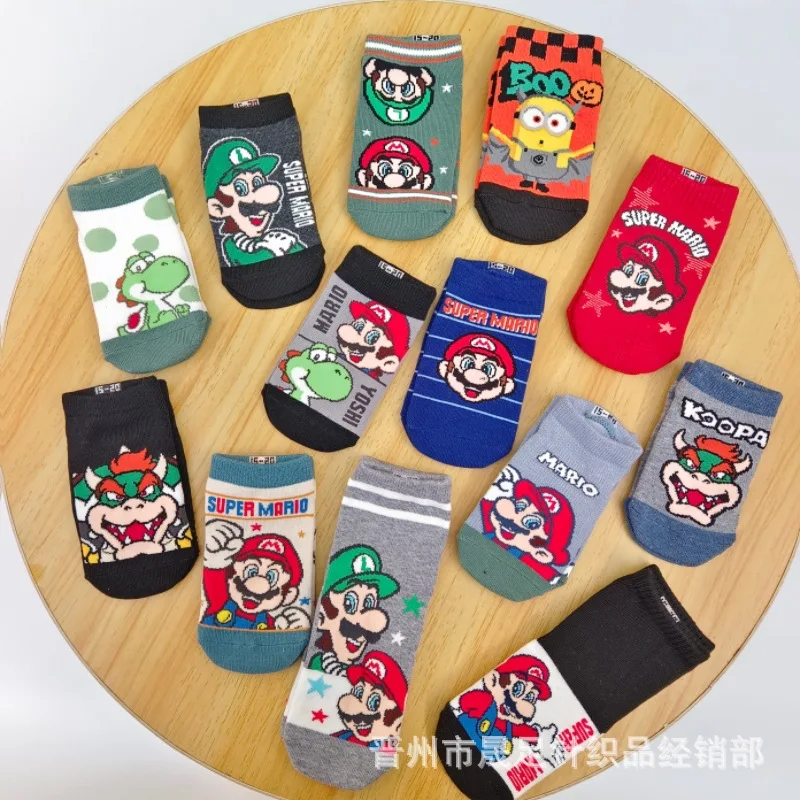 

5 Pairs Super Mario Children Socks Anime Kids Boys Short Sock Kawaii Child Cartoon Summer Spring Boat Socks Kids Gift