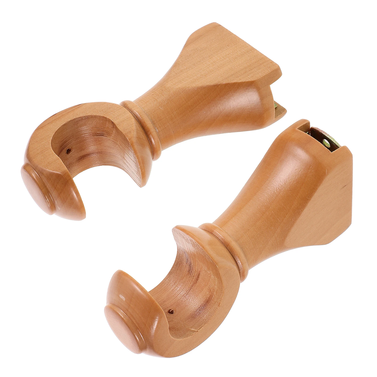 

2Pcs Wall Ceiling Mount Bracket Set Natural Wood Curtain Rod Elegant Design Suitable Various Home Environments