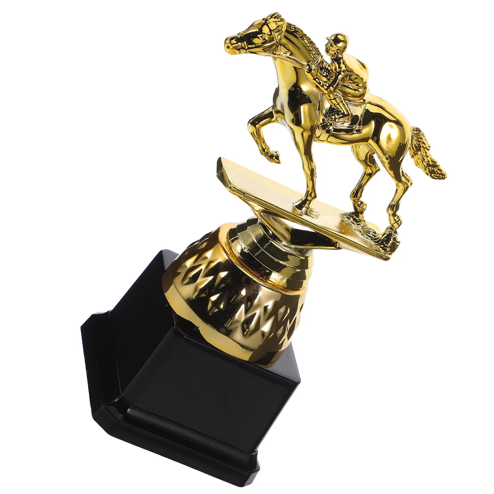 Horse Racing Trophy Cup Golden Base with Horse Riding Figure Engraving Section Equestrian Derby Prize Award Trophy Award