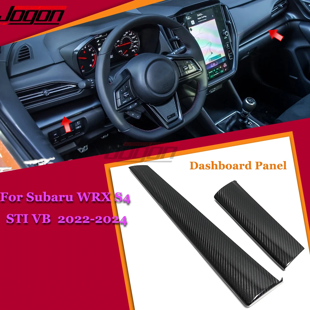 2PCS Real Carbon Fiber Car Interior Center Console Dashboard Panel Cover Sticker Trim For Subaru WRX S4 STI VB 2022 2023 2024