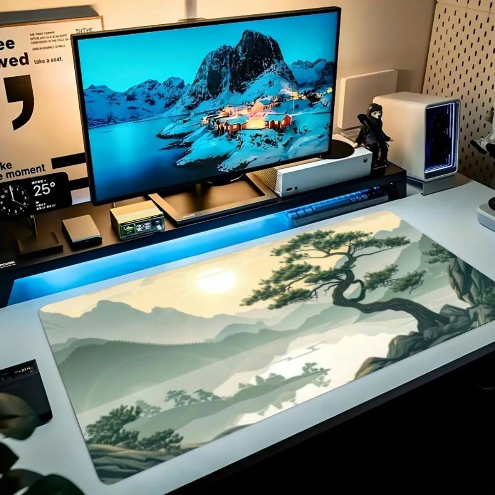Misty Mountain extra Large XXL Full Desk Mouse Pad Non Slip Rubber Desk Mat for PC Laptop  Gamers Office Home Decor