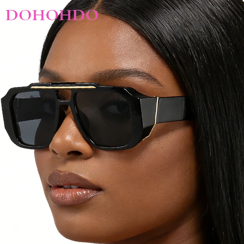 

Vintage Classic Square Twin Bridge Pilot Women Sunglasses New Luxury Men Big Frame Sunglass Outdoor Sports Driving Shades UV400