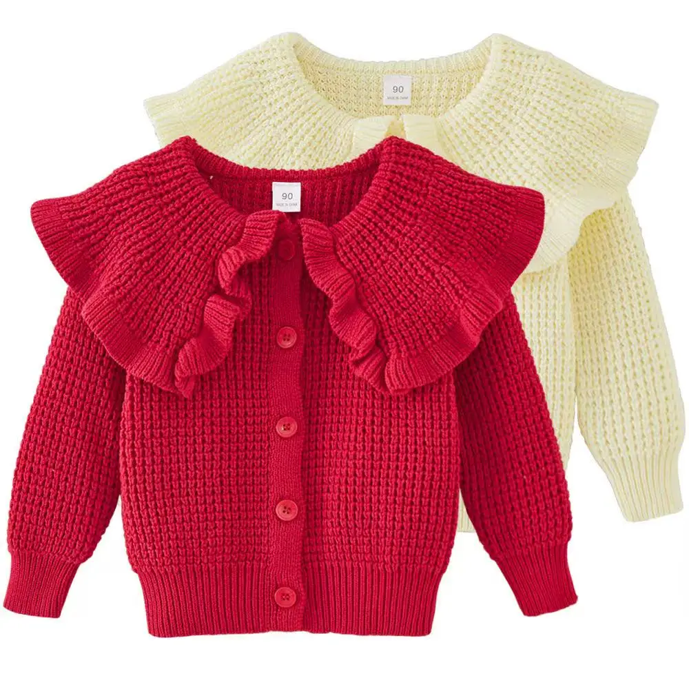 

Girls winter Sweaters Children's Baby Cardigans Girls Lapel Sweaters Pure Cotton Knitted Cardigans for Middle and Young Children