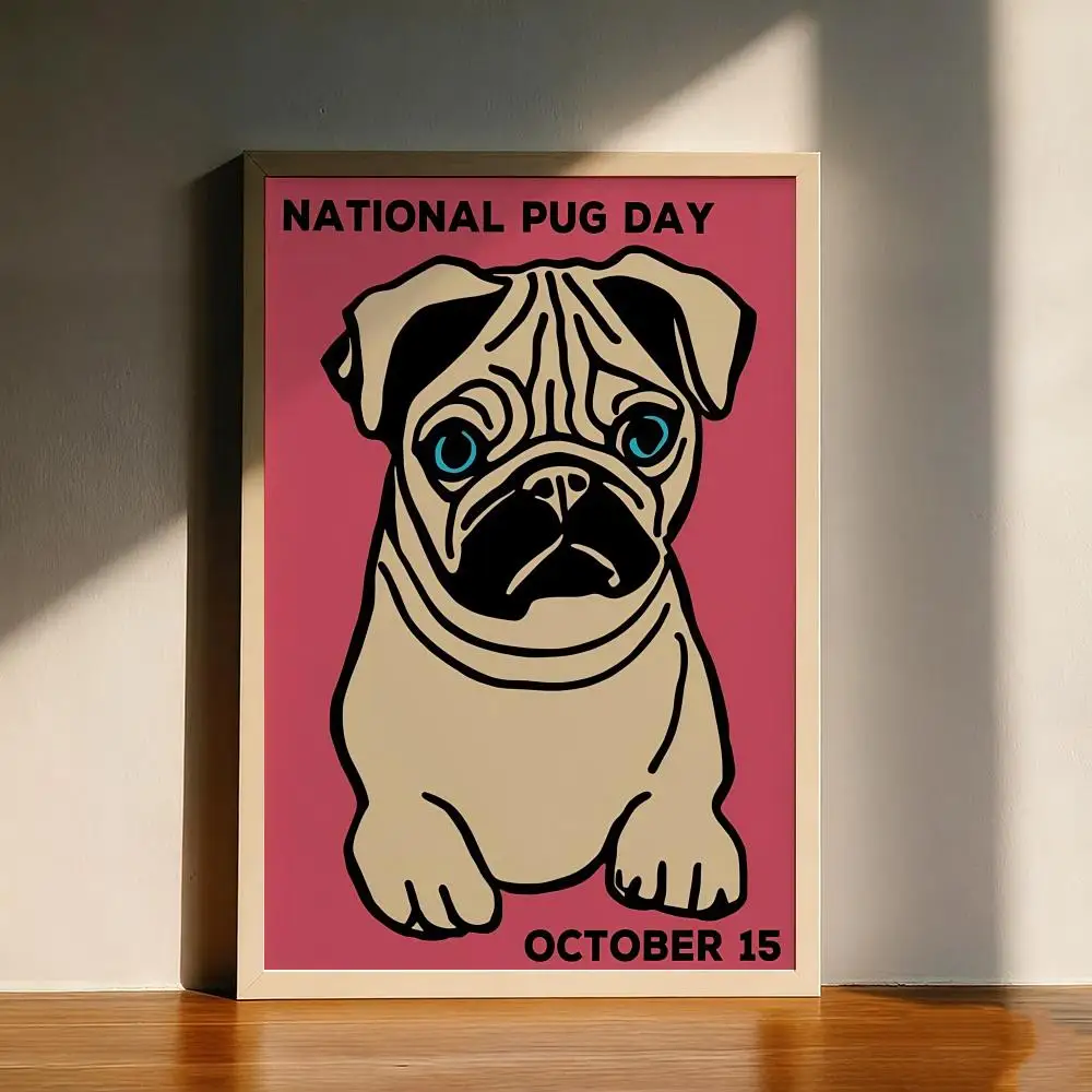 

International Pug Day Poster Tracklist Music Album Prints Canvas Wall Art Picture Living Room Home Decor Cover