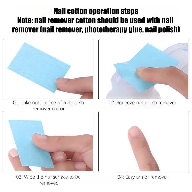 1000PCS Hard Quality Nail Cotton Pads Non-Falling Hair Alcohol Wipe Cotton Pads Nail Polish Remover Towels for Manicure