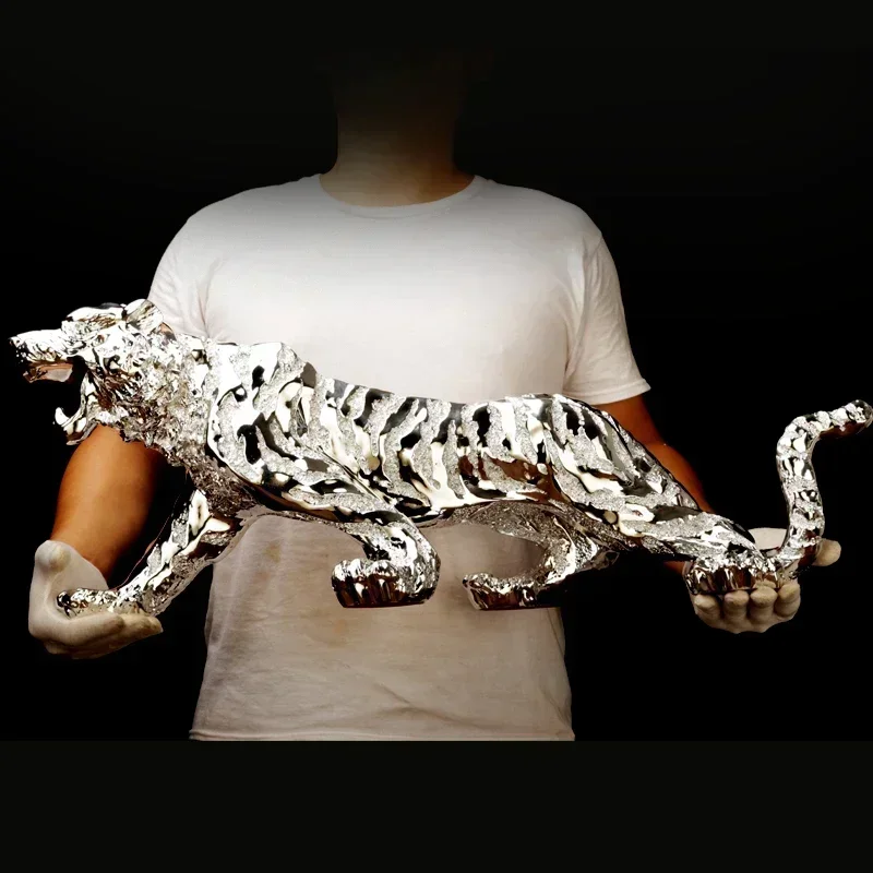 Modern Abstract Gold Panther Sculpture Geometric Resin Tiger Statue Wildlife Decor Gift Craft Ornament Accessories Furnishing