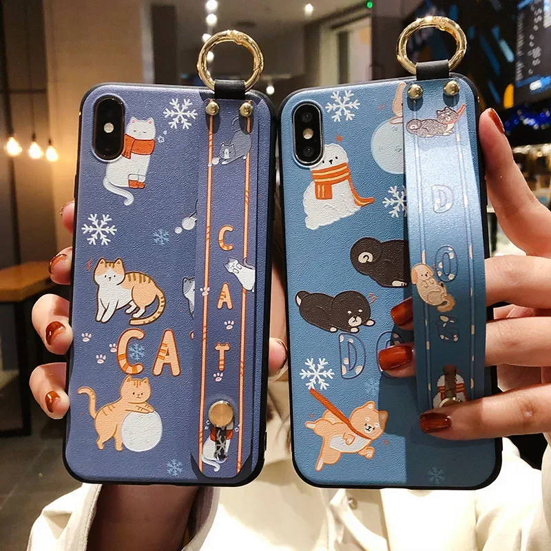 Galaxy A53 13 A23 A33 A73 A54 A24 A34 14 S23 FE Ultra Case Cute Cartoon Wristband Phone Holder Cover for Samsung S24 Ultra Funda