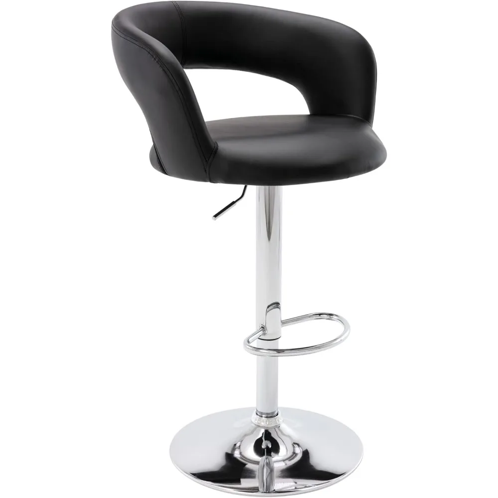 Brage Living Wide Bar Stool, Modern PU Leather Swivel Adjustable Barstool with Hollow Back and Arms, Upholstered Airlift Counter