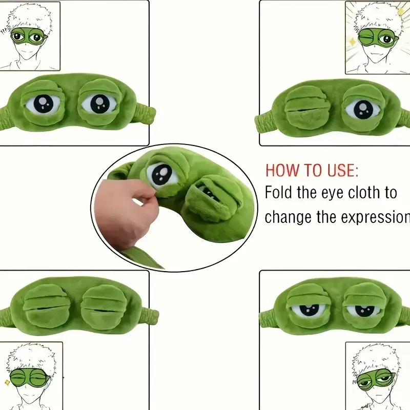 1pc Cute frog sleeping eye mask eye protection Lunch break power outage sleeping eye mask Soft and comfortable eye mask travel e