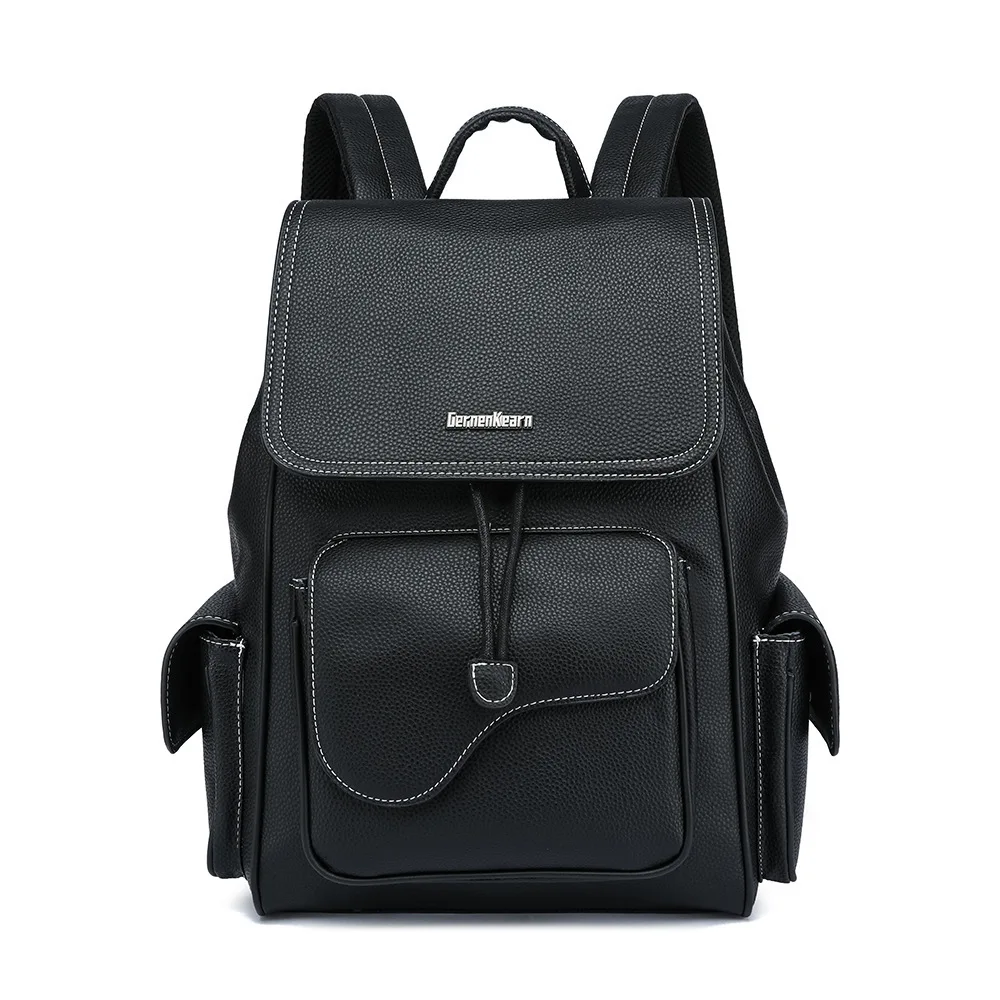 Neuer modischer Rucksack für Herren, luxuriöser Leder-Reiserucksack, Herrenrucksack mit großer Kapazität, Laptoptasche mit Klappe, Schnür-Rucksack, Schülerrucksack. – Detail 7