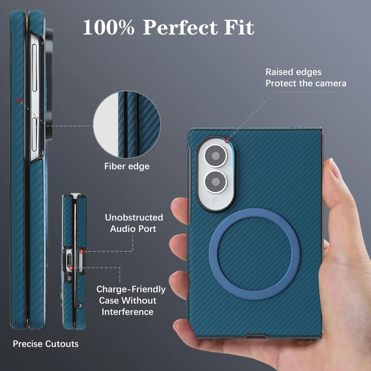 for Magsafe Magnetic Carbon Fiber Leather Phone Case for Samsung Galaxy Z Fold 8 Ultra 7 6 5 4 Fold8 Shockproof Protective Cover - view 2