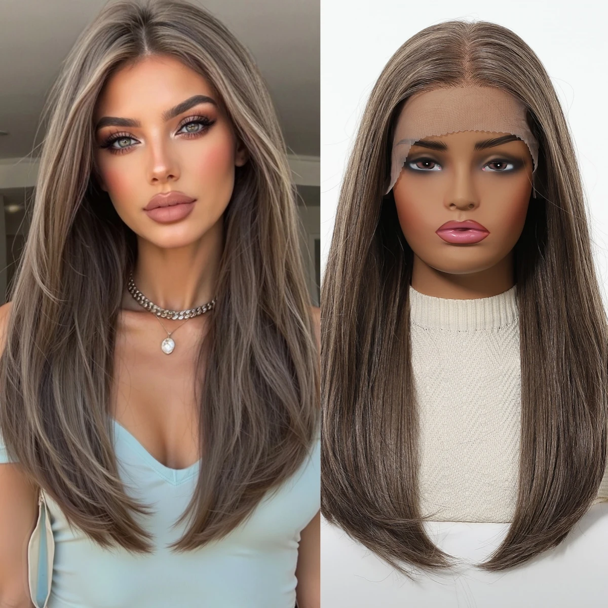 

HAIRCUBE темно-рыжие коричневые парики 20 дюймов 13*6 синтетические парики на шнуровке для женщин высокотемпературные повседневные вечерние прямые парики из волос