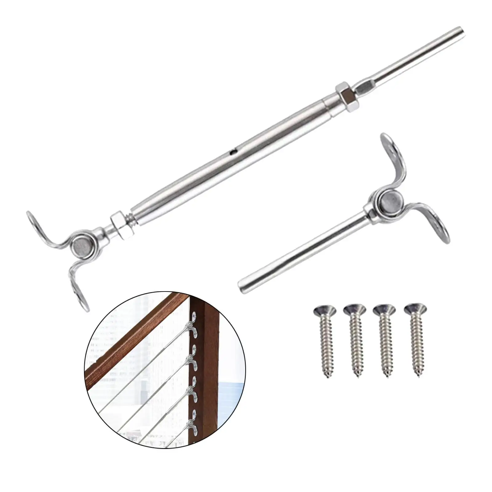 Cable Railing Kit for Wood Post Stainless Steel Adjustable Angle Sturdy Parts for Indoor Repairing Stair Railing Wire Rope Cable