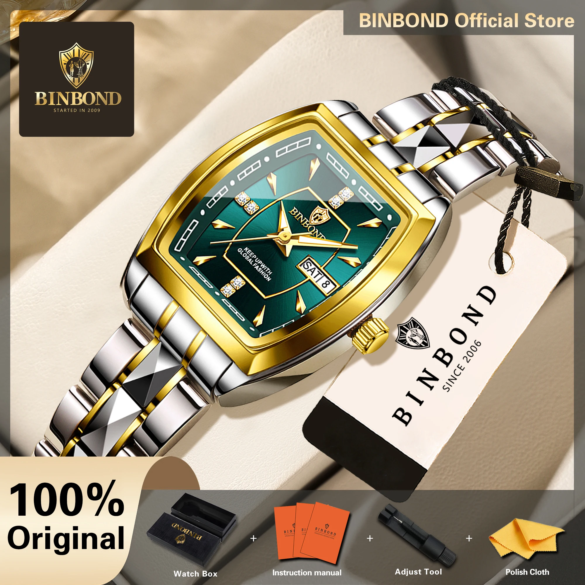BINBOND Quartz Watches For Women Luxury Ladies Watch Reloj Mujer Resistente Al Agua Montre Femme Luxe De Marque Avec Logo+Box