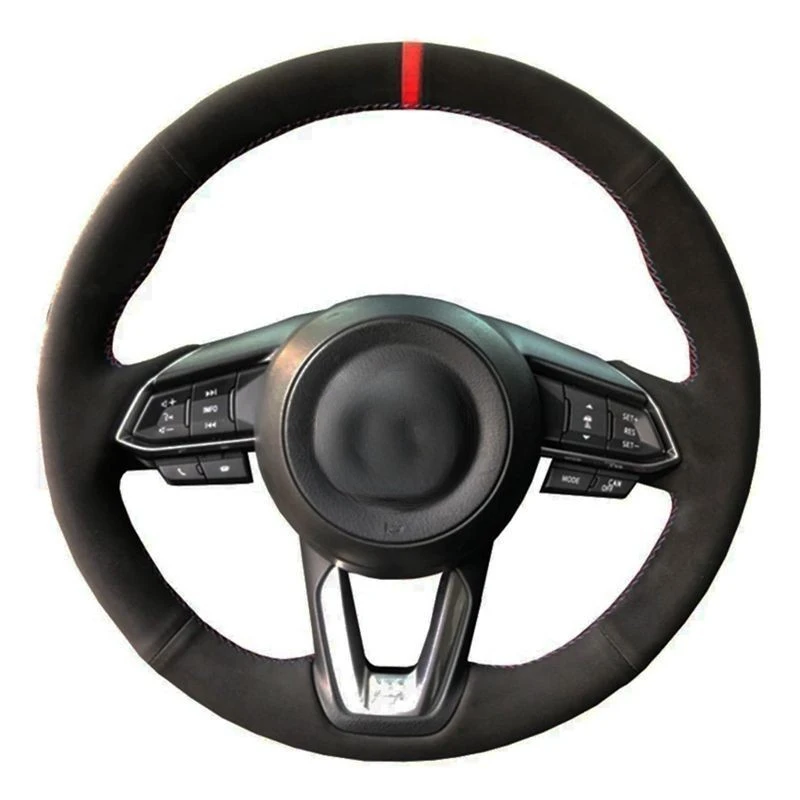 Car Steering Wheel Cover DIY Black Suede For Mazda 3 Axela 2017-2019 Mazda 6 Atenza 2017-2019 CX-3 CX-4 CX-5 CX-9 CX9 CX-8