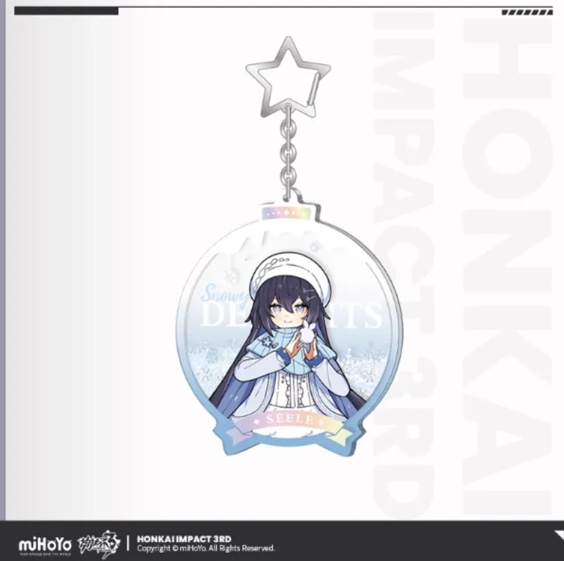 MiHoYo HonkaiImpact3 Official Anime and Game Peripherals Silver Winter Snow Fun Series DIY Quicksand Pendant Kiana Kaslana