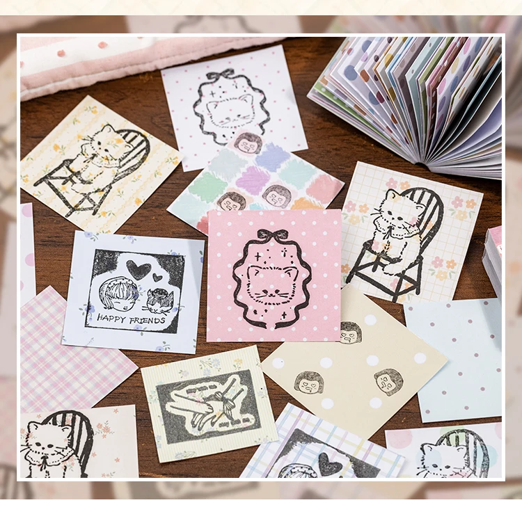 JIANQI 50 Stück Basic-Gittermuster-Stickerbuch, selbstklebendes Papier, dekorative Aufkleber für Scrapbooking, Tagebuch, Album, Junk-Journal-Zubehör – Detail 7
