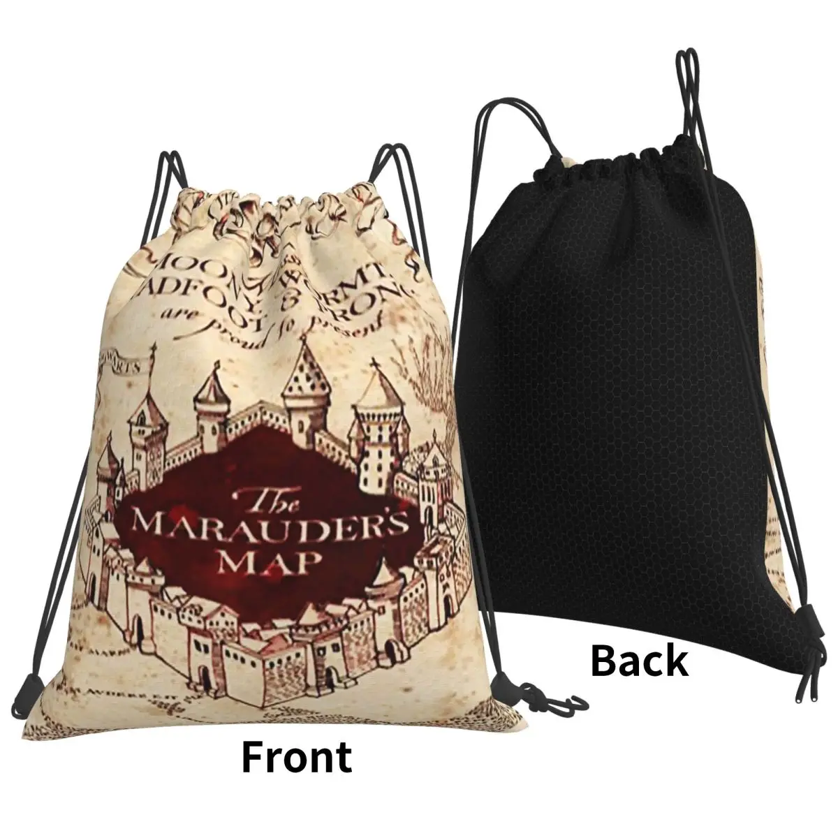 Marauders Magic Map Backpacks Fashion Drawstring Bags Sports Bag Book Bags for Travel Students