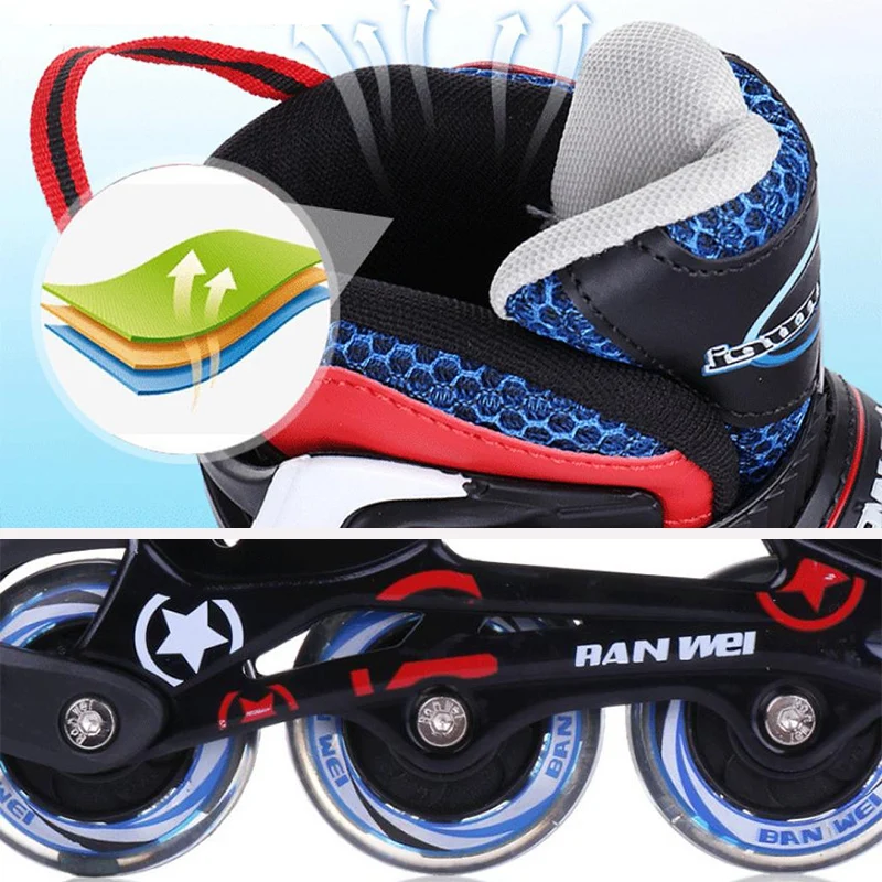 Adjustable Inline Roller Skate Shoes Flashing Wheels Double Row 4-Wheel Skates 2 In 1 Professional For Adult Teenager Kids Gift