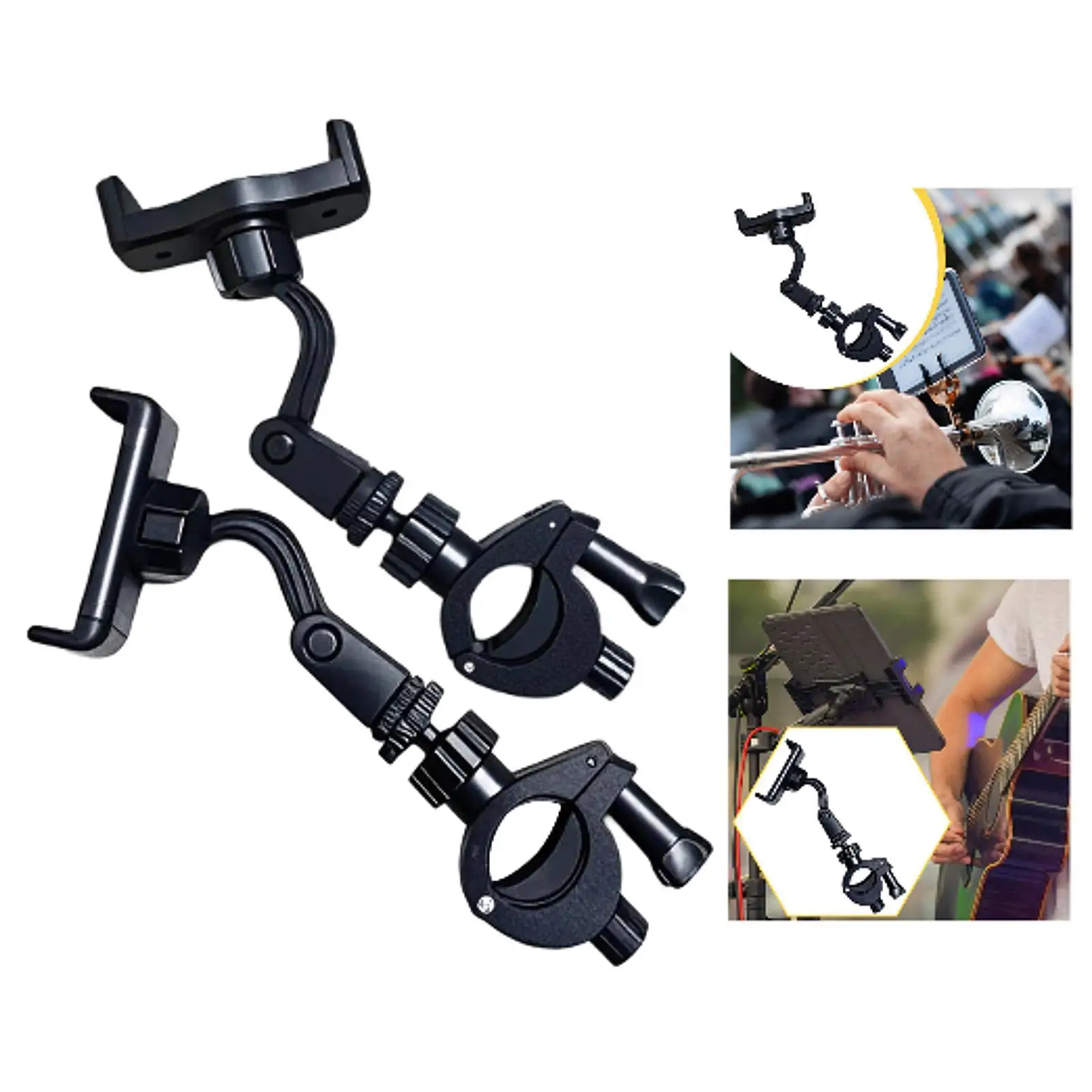 ABS Adjustable Marching Lyre Phone Stand Sheet Holder Secure Clip for Musicians Band Practice