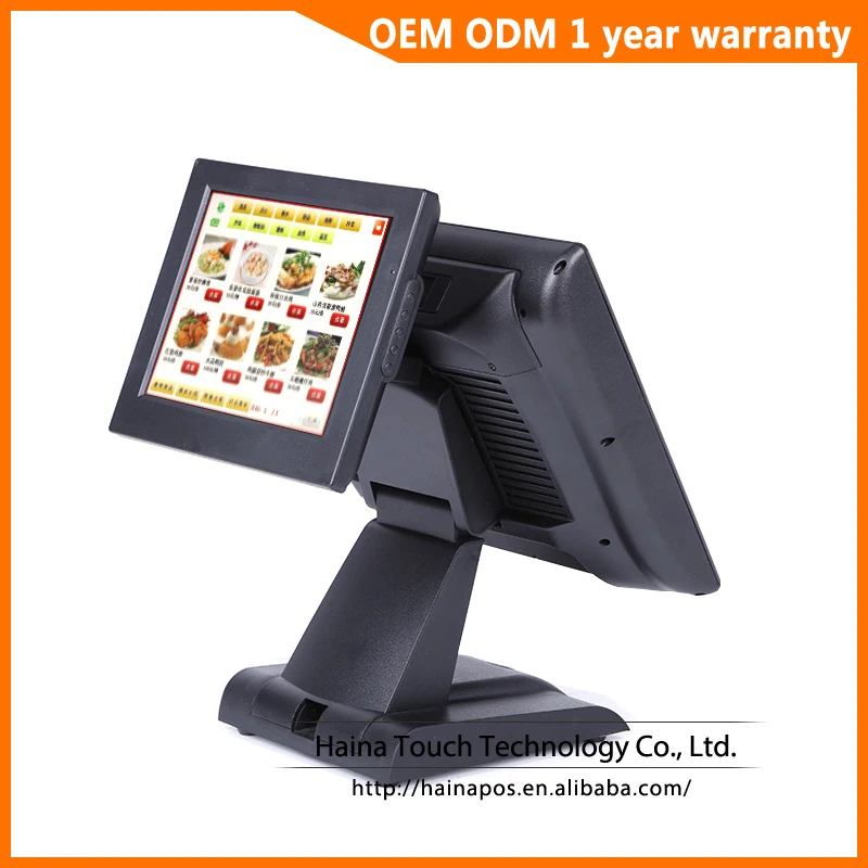 Haina Touch 15 pollici + 10.4 pollici Dual Touch Screen Restaurant Wifi POS System Dual Screen POS Machine con lettore di schede MSR