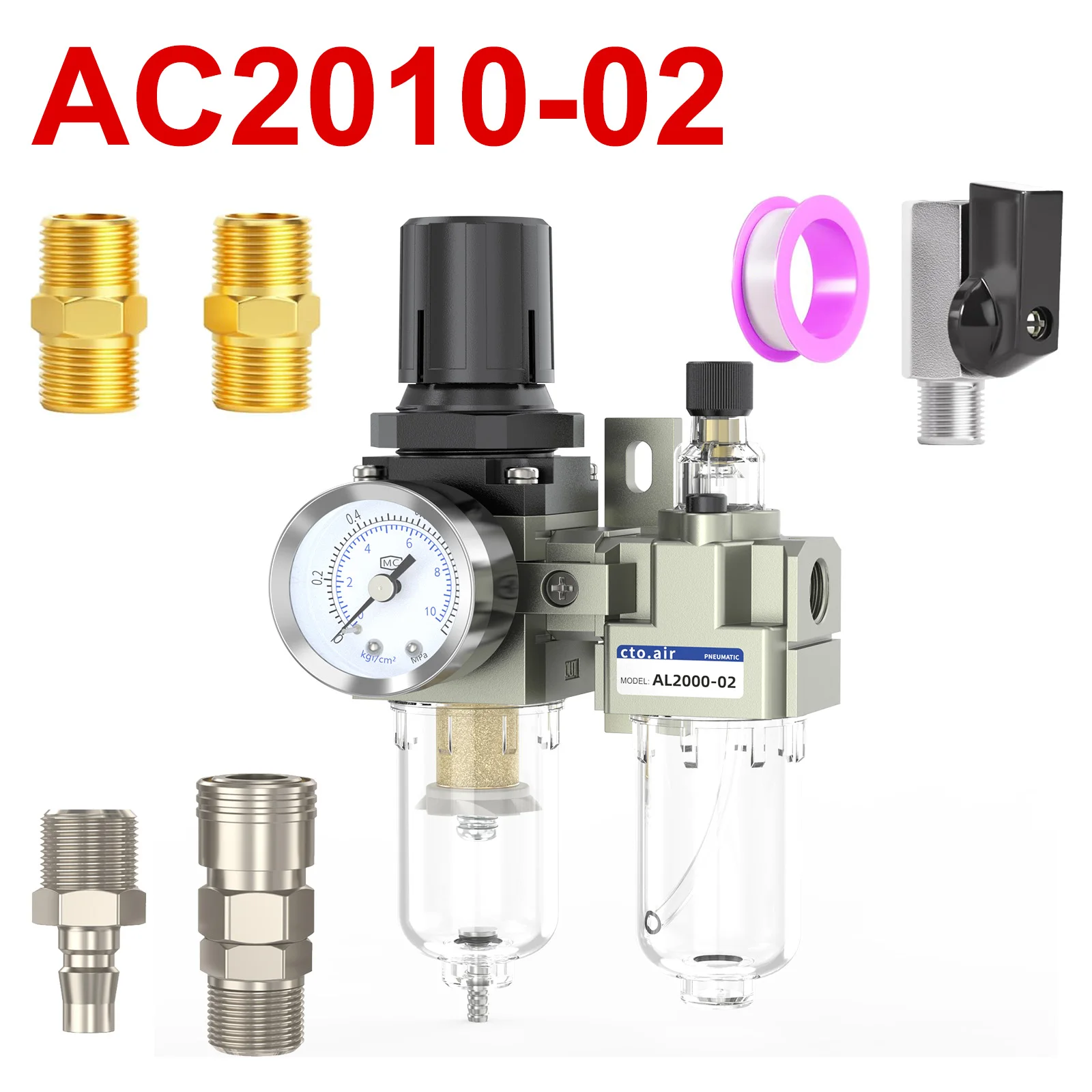 

Pneumatic air purifier AC2010-02 AC3010-03 AC4010-04 starting pressure regulator oil-water separator manual drainage