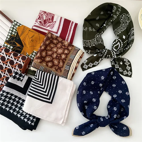 Imagen 2 del producto Pañuelo cuadrado para el pelo, Bandanas de algodón, diadema, pañuelo para la cabeza, turbante, chal, envoltura, 65x65cm