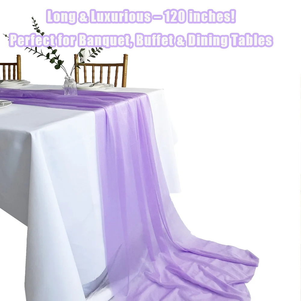 

75*305cm Solid Color Glitter Chiffon Table Runner – Sheer Wedding Party Decor for Dining Table, Birthday, Holiday, Celebration