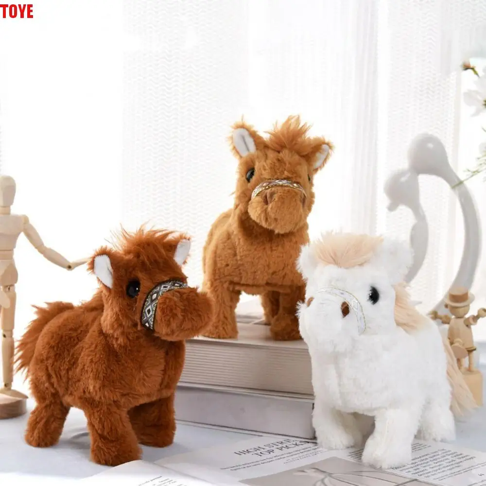 Simulated Walking Horse Plush Doll Walks and Makes Sounds Moving The Tail Electric Horse Plush Toy Electric Unique