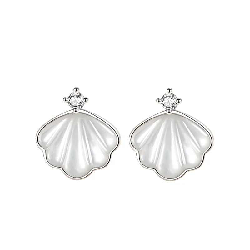 

RYJU 925 Sterling Silver Earrings For Women Trendy Pearl Shell Earring Jewelry Prevent Allergy Trending Party Accessories Gift