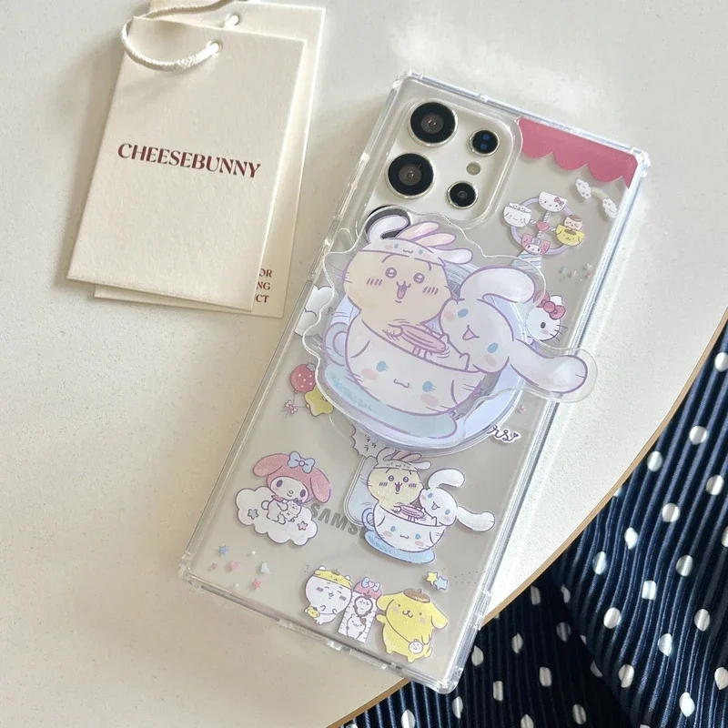 Sanrio Hello Kitty Kuromi Melody Purin Magnetic Magsafe Wireless Charge Phone Case For Samsung Galaxy S 24 23 22 Puls Ultra