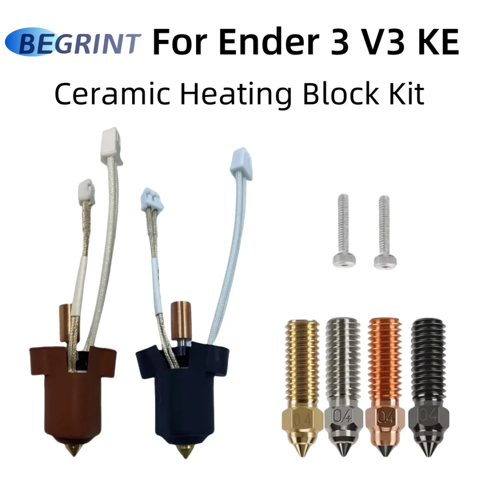 For Creality Ender 3 V3 KE Ceramic Heating Head Kit Hotend Ceramic Heating Block Nozzle 300°C Extruder High Speed Silicone Cover