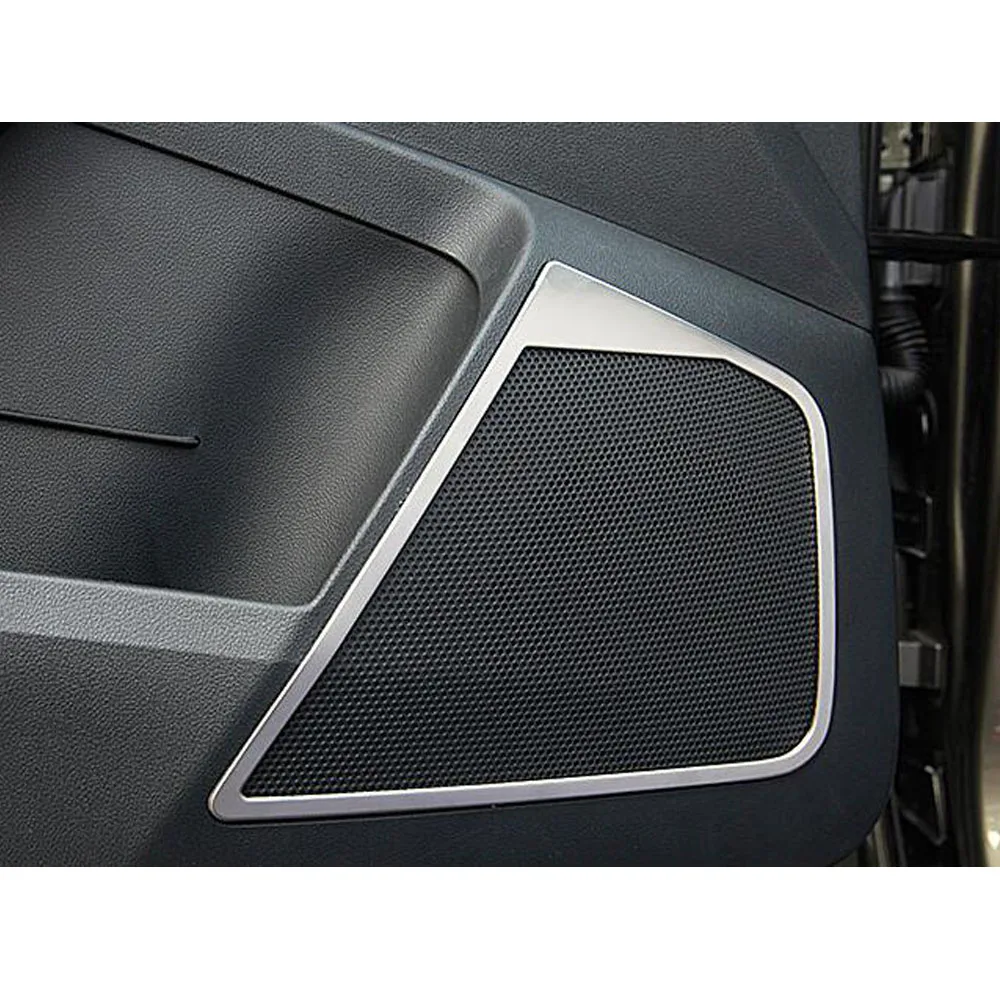 Car Styling Stick Stainless Steel Detector Inside Door Audio Speak Sound Ring Trim For Skoda Karoq 2017 2018 2019 2020 2021 2022