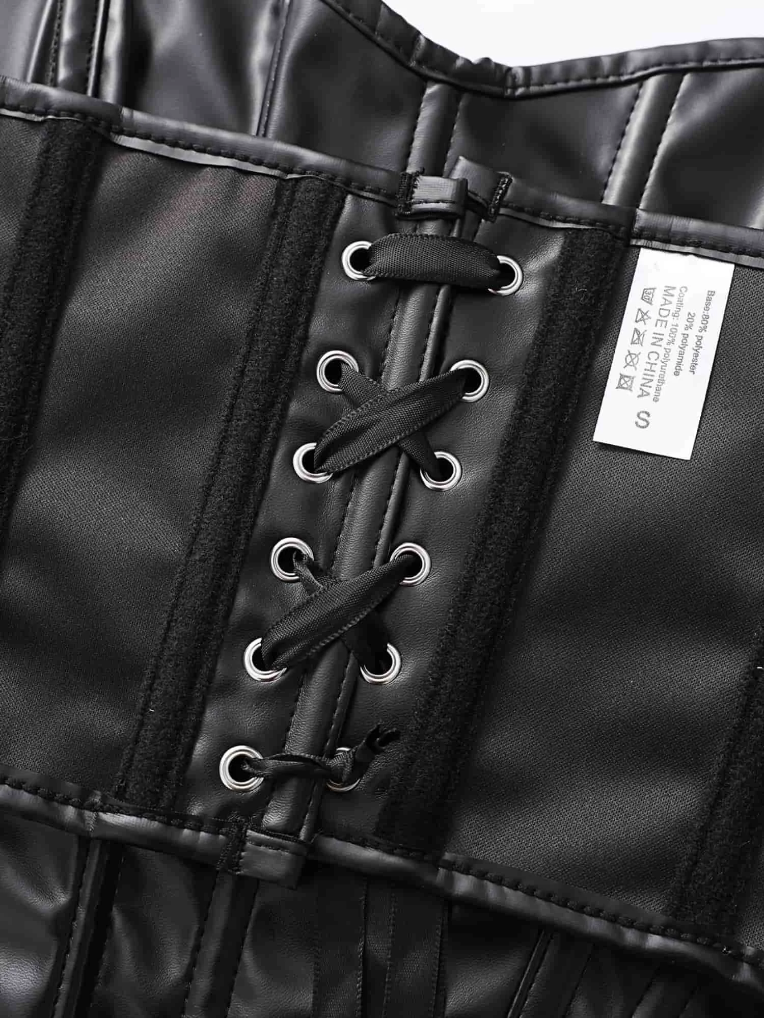 Damen Kunstleder Trägerloses Korsett-Top, Sexy Taillenformer mit Knochenverstärkung für eine schlanke Silhouette – Detail 6