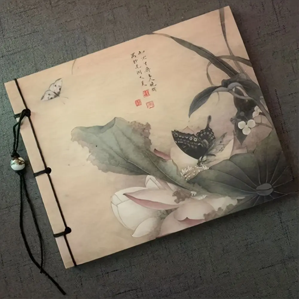 Ancient Style Ancient Style Sketchbook Tassel Line Package Lotus Vintage Line-bound Sketchbook Thread-bound 80 Sheets