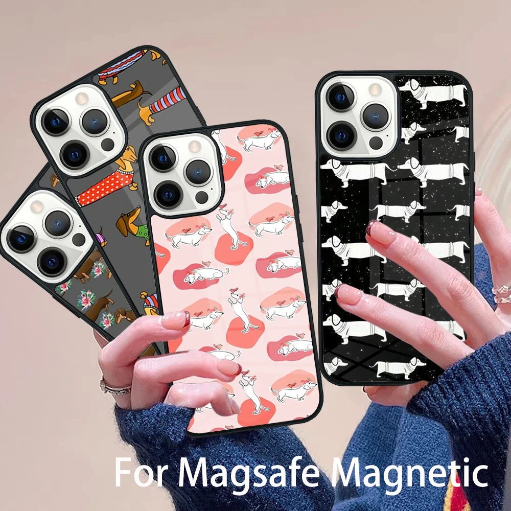 

Dachshund Teckel Dackel Dog Phone Case Magesafe Magnetic Wireless Charge Cover For IPhone 16 11 12 13 14 15 Pro Max Plus Mini
